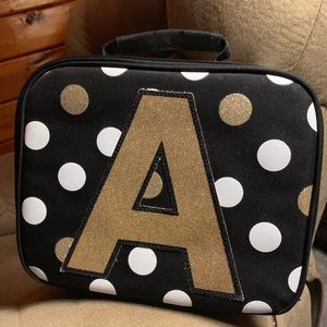 Justice Lunch Box “A” polka dot glitter